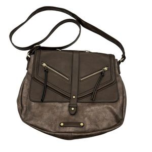 Large faux suede leather messenger crossbody bag bookbag briefcase satchel